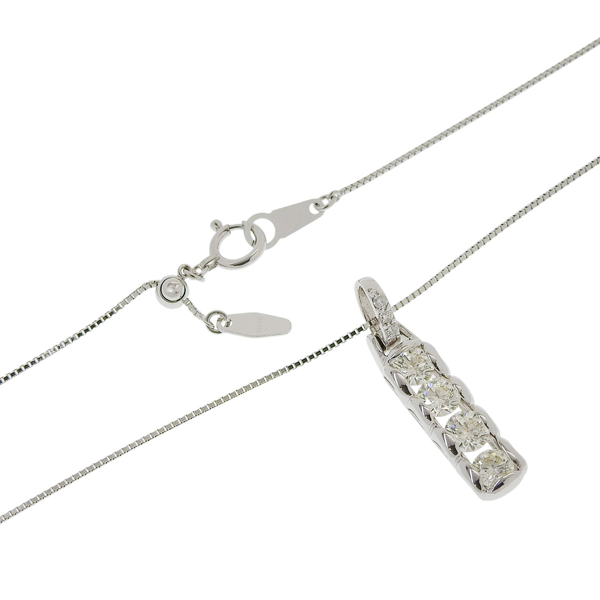 ダイヤモンドネックレス D1.003,0.03 ホワイトゴールド K18WG 4.1g