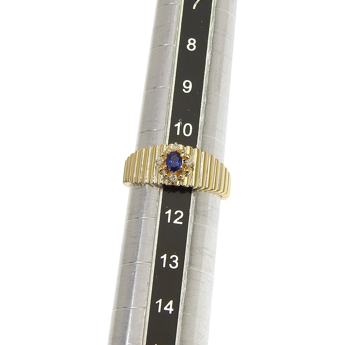 サファイア ダイヤモンド リング S0.18/D0.03 イエローゴールド K18YG 3.3g