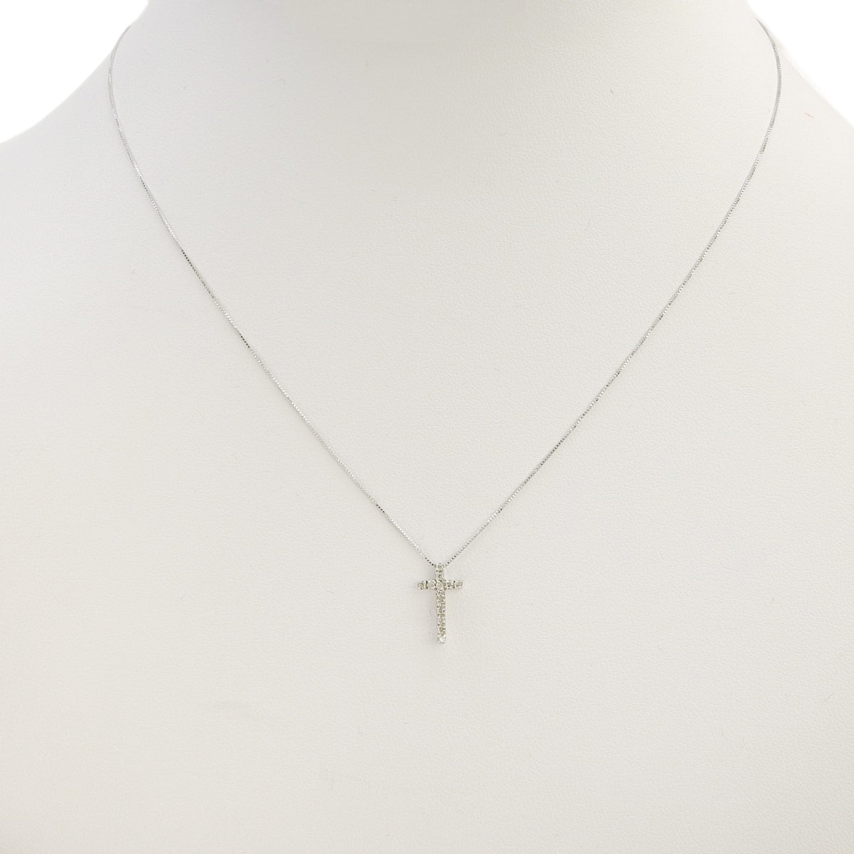 ダイヤモンド クロス ネックレス D0.07 ホワイトゴールド K18WG 1.3g
