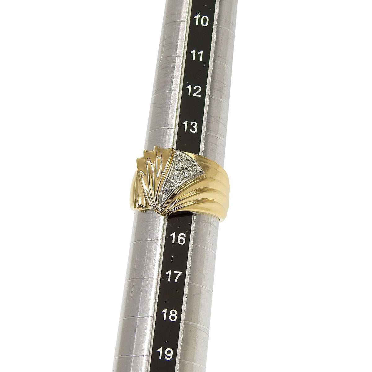 Diamond Ring D0.12 Yellow Gold K18YG Platinum Pt900 9.1g