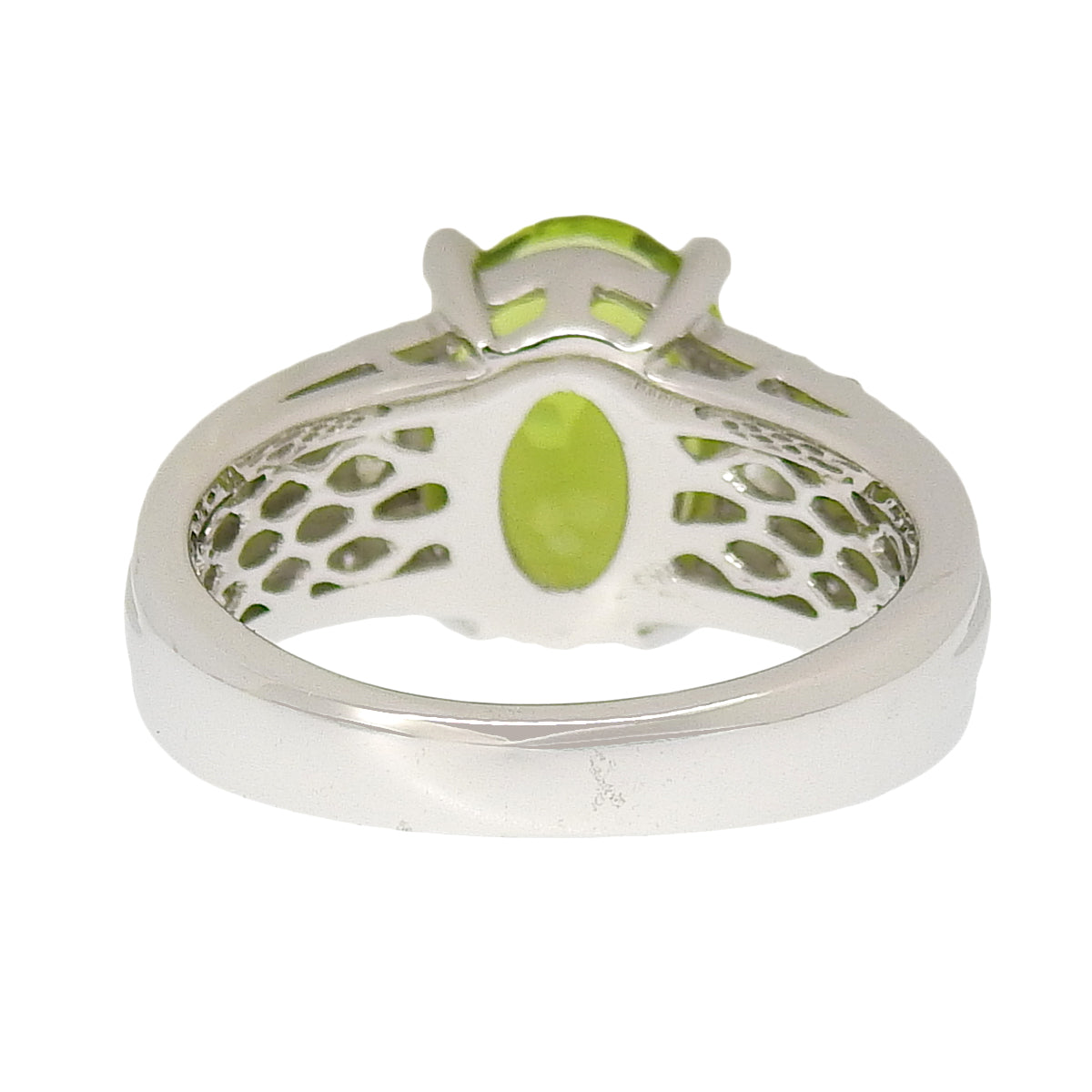 Peridot and Diamond Ring PR2.96/D0.26 White Gold K18WG 6.1g