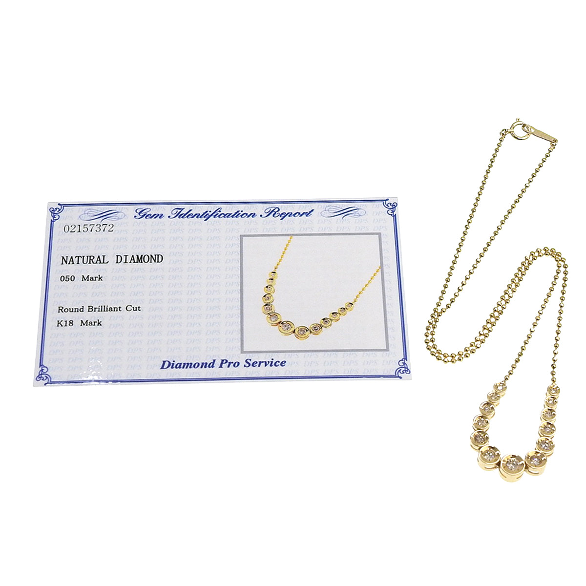 13颗钻石项链，D0.50，18K黄金，6.6克