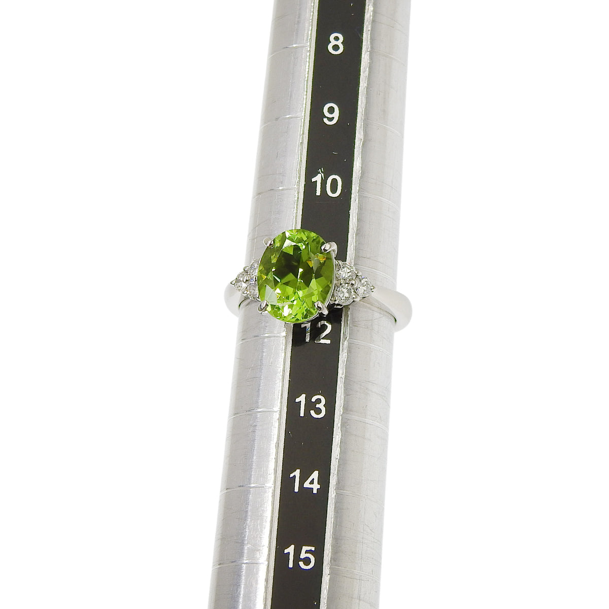 Peridot Diamond Ring PR2.79/D0.24 Platinum Pt900 5.6g