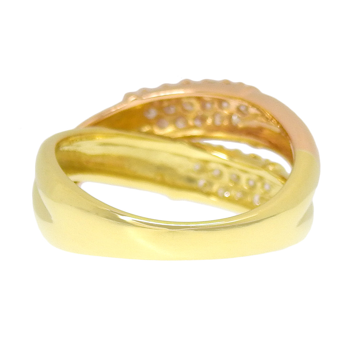 Diamond Cross Ring D0.30 Yellow Gold K18YG Pink Gold K18PG 5.4g