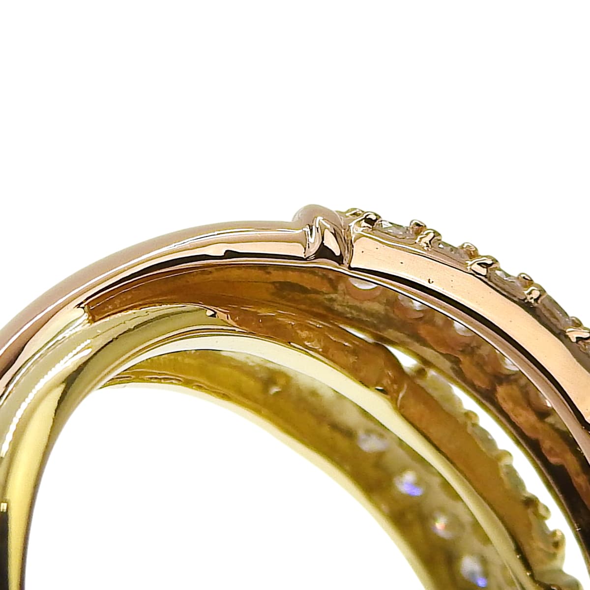 Diamond Cross Ring D0.30 Yellow Gold K18YG Pink Gold K18PG 5.4g