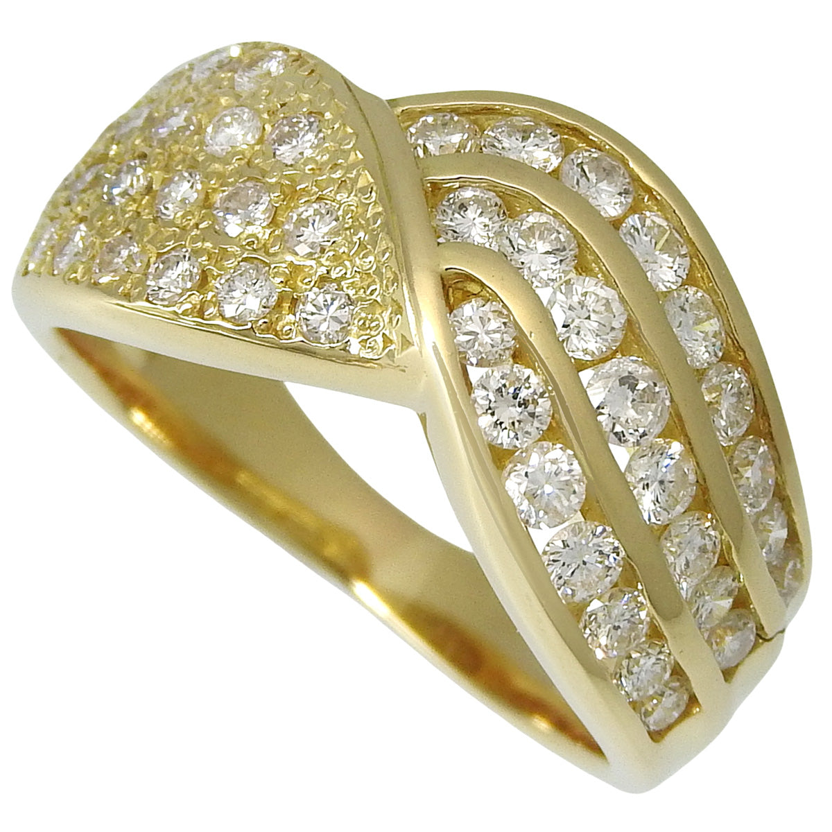 三列 パヴェ ダイヤ インフィニティ リング D0.94 K18YG 11(51)号 7.3g