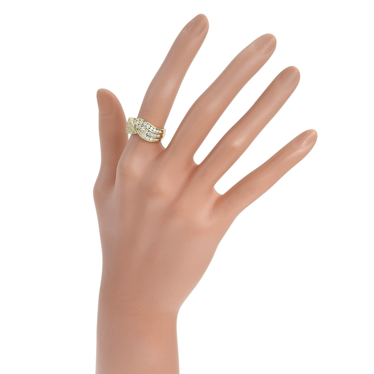 三列 パヴェ ダイヤ インフィニティ リング D0.94 K18YG 11(51)号 7.3g