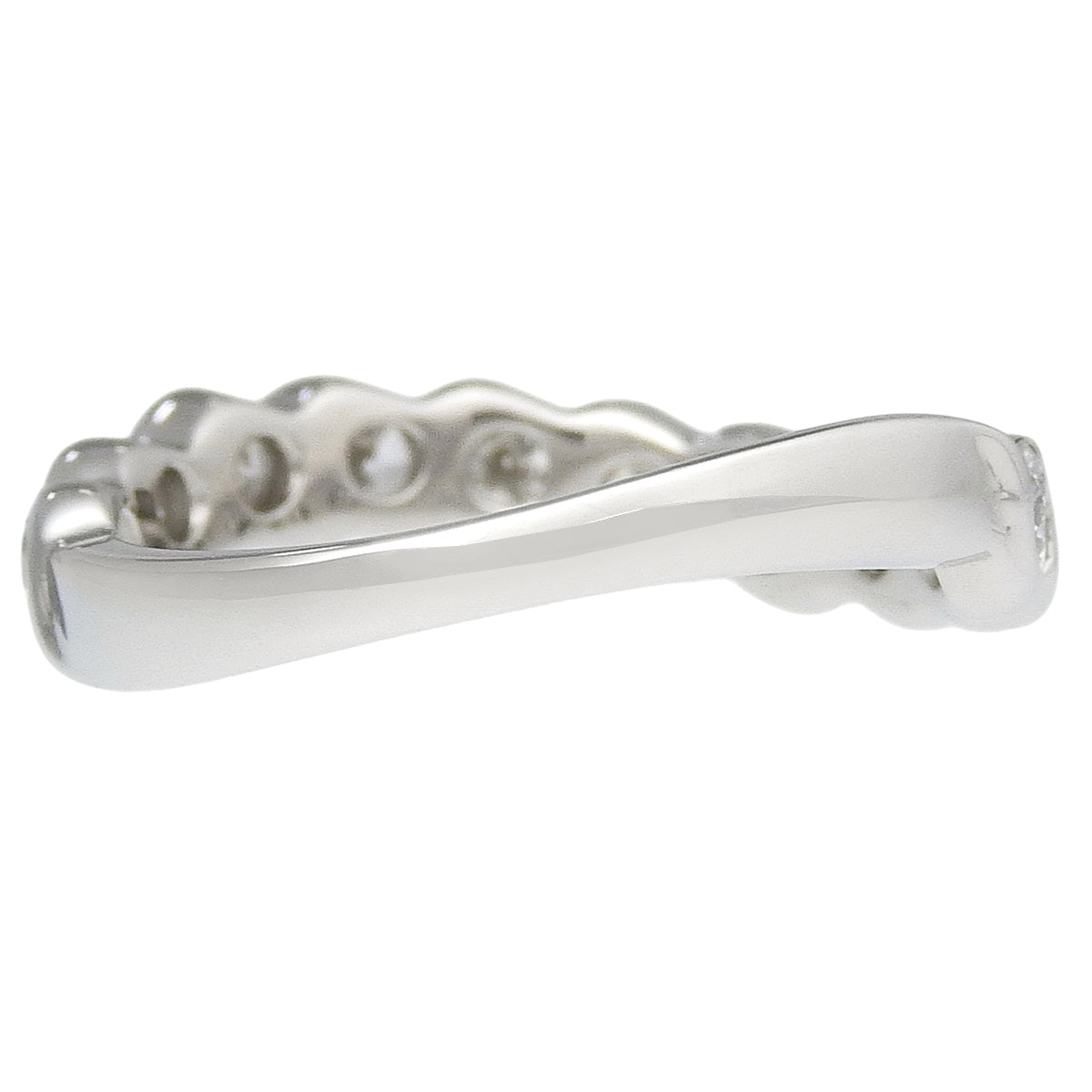Wave Half Diamond Ring D1.03 Platinum Pt900 3.8g