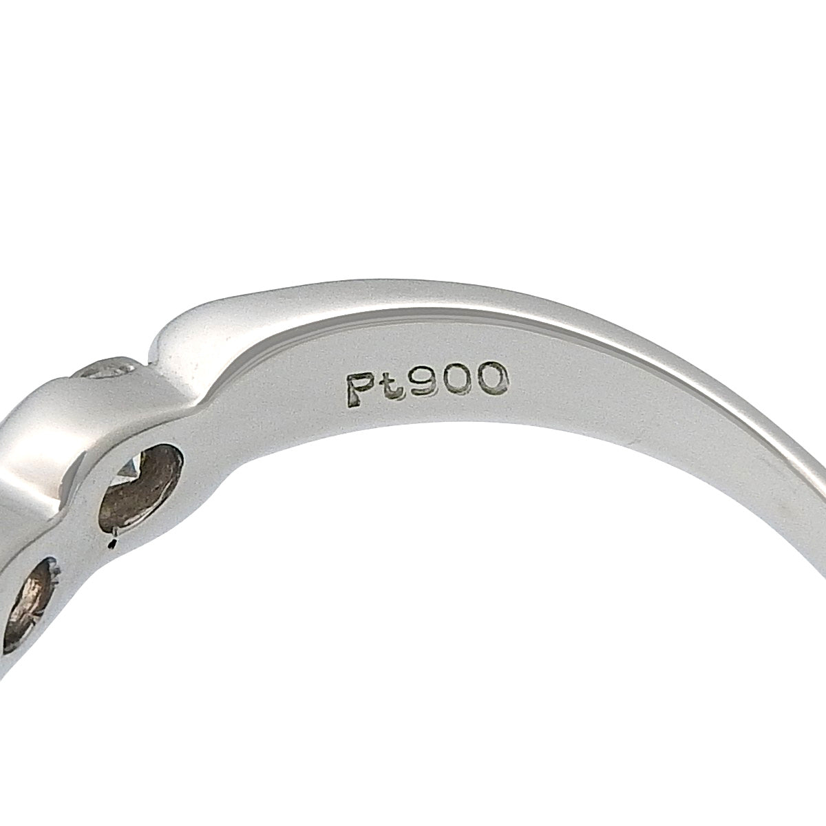 Wave Half Diamond Ring D1.03 Platinum Pt900 3.8g
