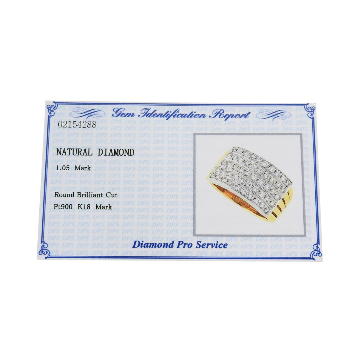 5-Row Diamond Ring D1.05 K18YG Pt900 11.5(US) 10.1g
