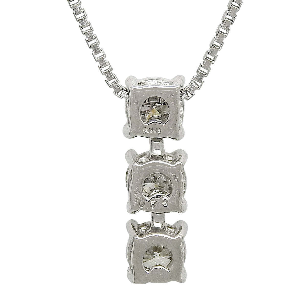 3PD Vertical Diamond Necklace D0.50 White Gold K18WG 3.2g