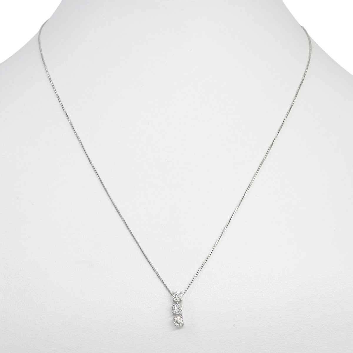 3PD 縦ダイヤモンド ネックレス D0.50 ホワイトゴールド K18WG 3.2g