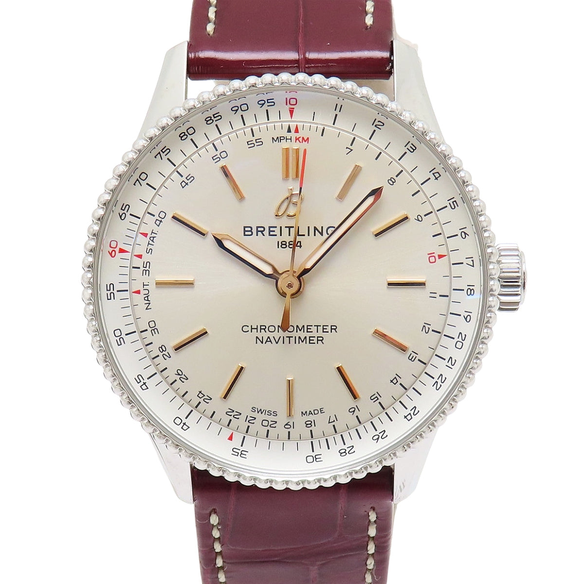 ナビタイマーオートマチック 36 A17327 SS/革 ホワイト 自動巻き メンズ