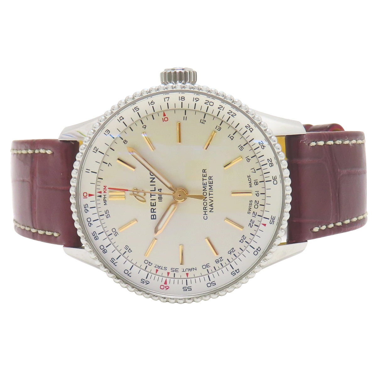 ナビタイマーオートマチック 36 A17327 SS/革 ホワイト 自動巻き メンズ