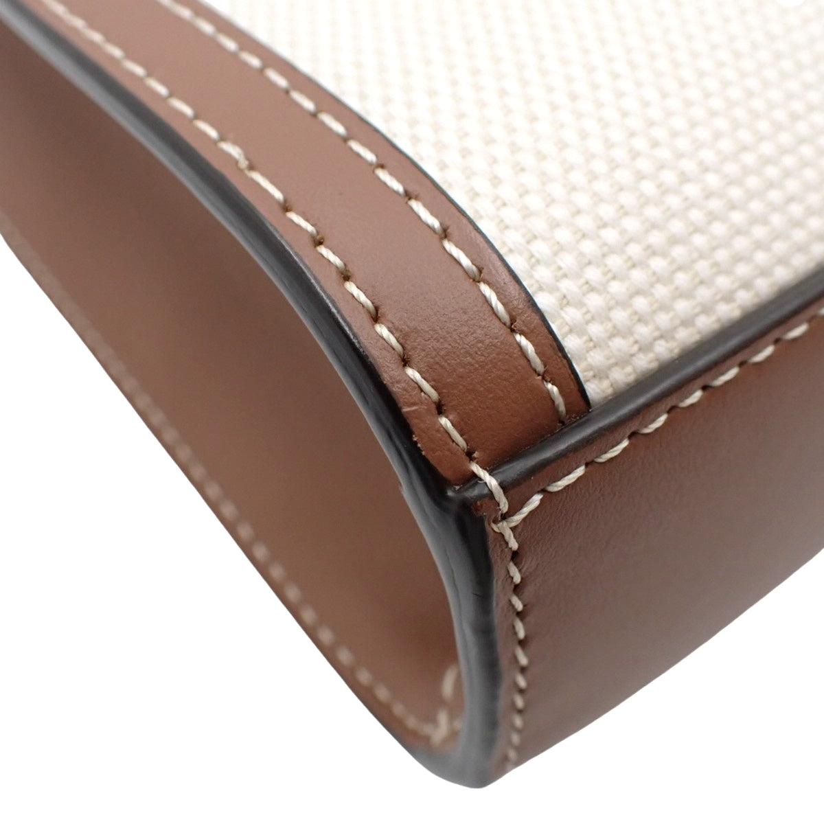 Mini Pocket Bag, Cotton Canvas and Leather, Natural/Malt Brown, 80393611