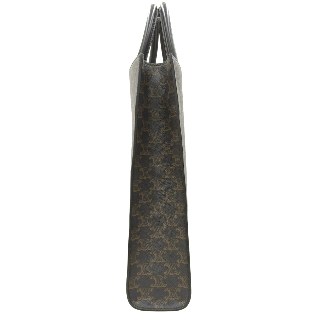 Medium Vertical Cabas 小牛皮 Triomphe 帆布深棕色黑色 194432CIM