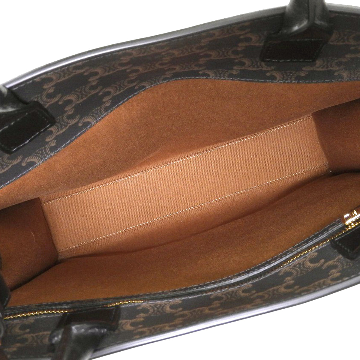 Medium Vertical Cabas 小牛皮 Triomphe 帆布深棕色黑色 194432CIM