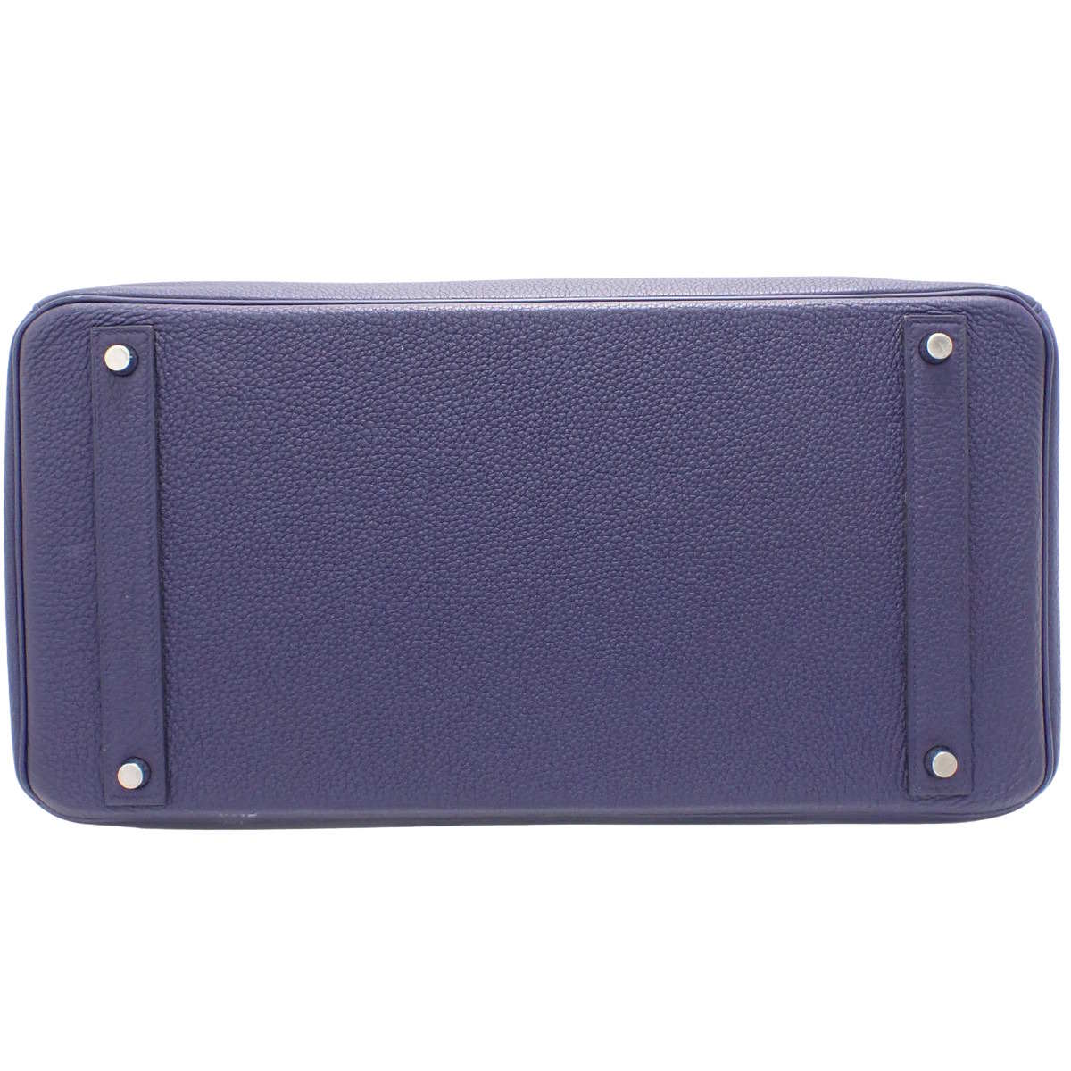 Birkin 40 Togo 钯金配件 蓝色脚踝 C 字印记