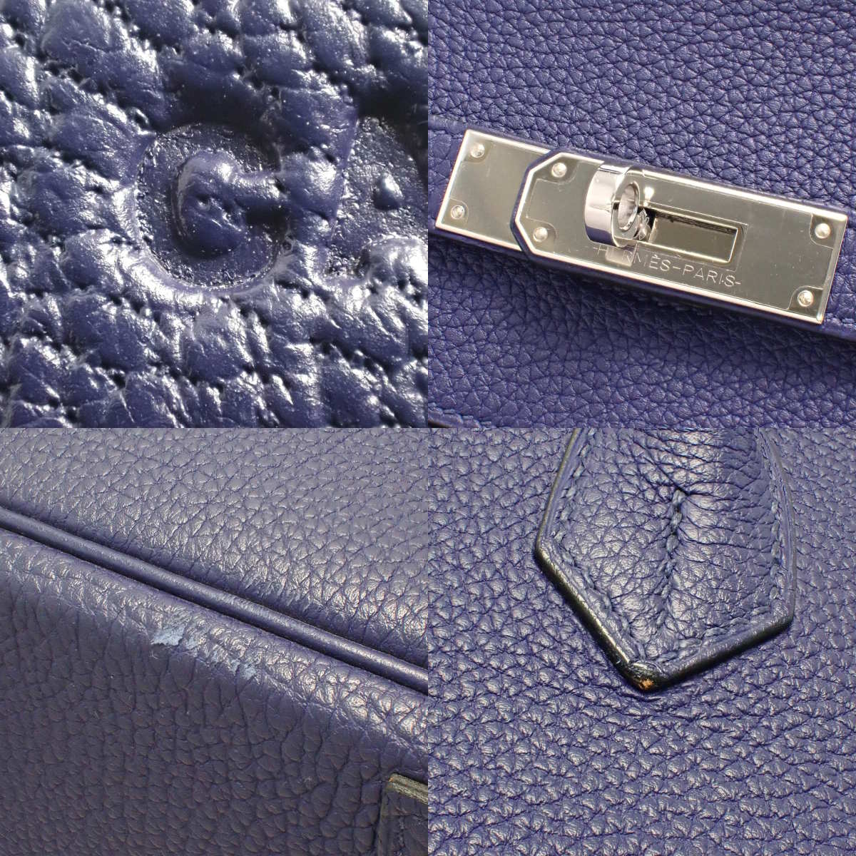 Birkin 40 Togo 钯金配件 蓝色脚踝 C 字印记