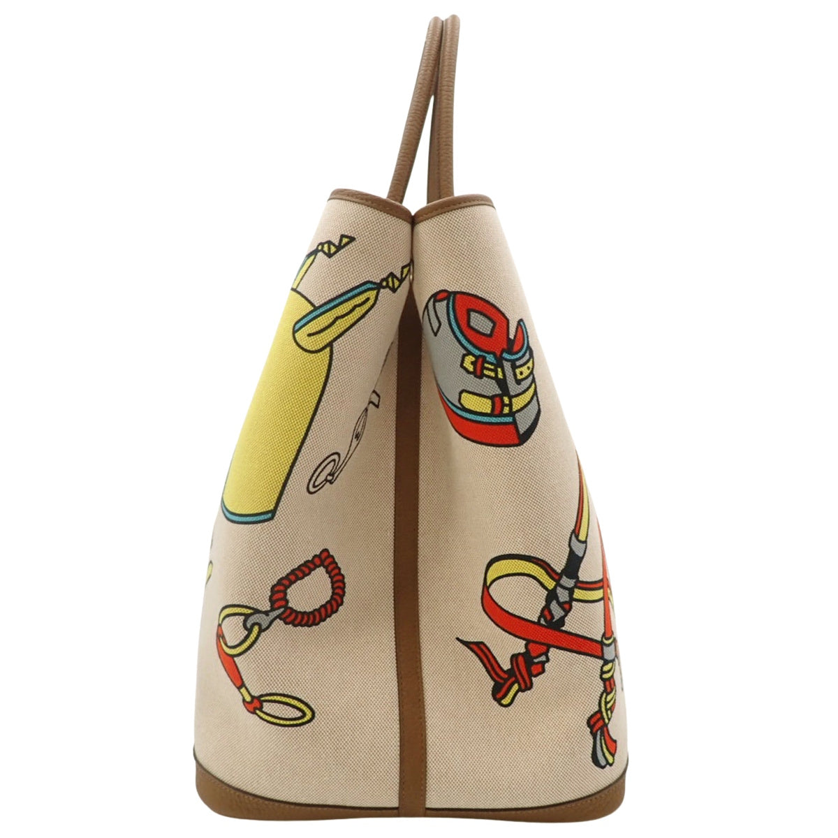 Garden Party 49 Voyage Toile H Negonda Beige Brown Silver Hardware W Stamp