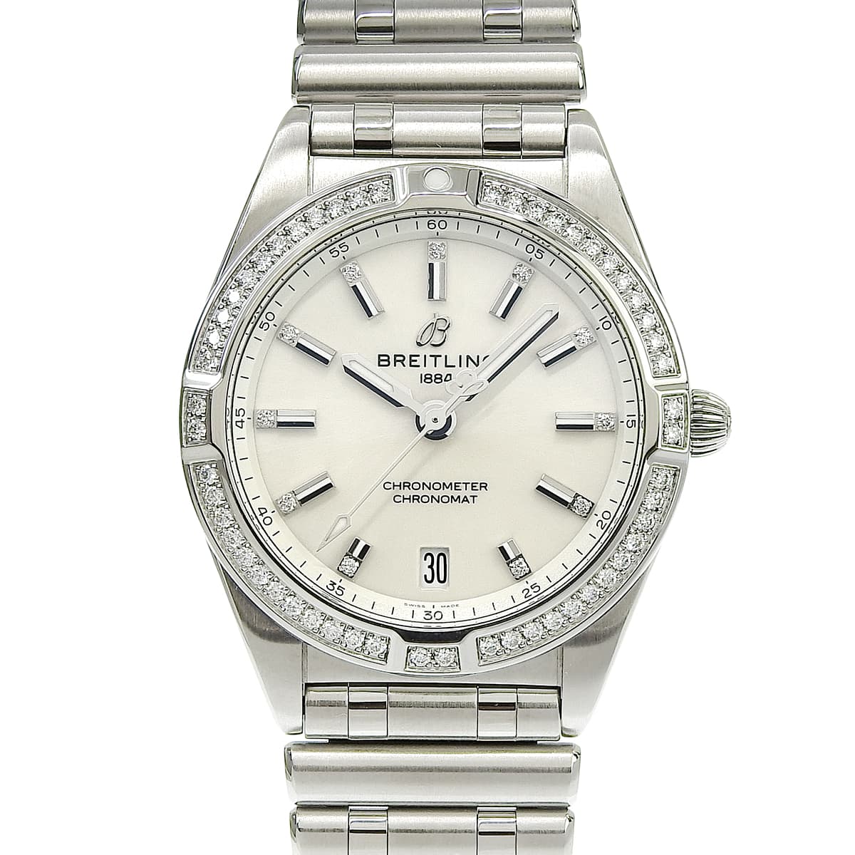 航空计时32 镶钻表圈 A77310591A1A1 精钢 钻石时标 石英 女士腕表