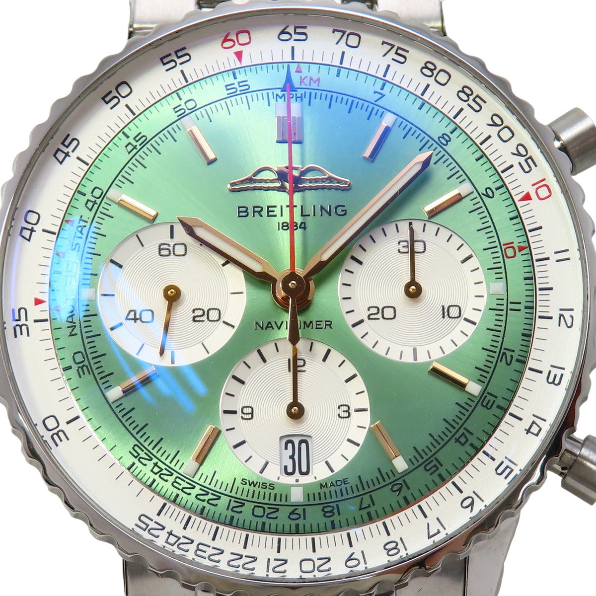 ナビタイマー 41 AB0139211L1A1 ステンレススチール SS グリーン 自動巻き メンズ