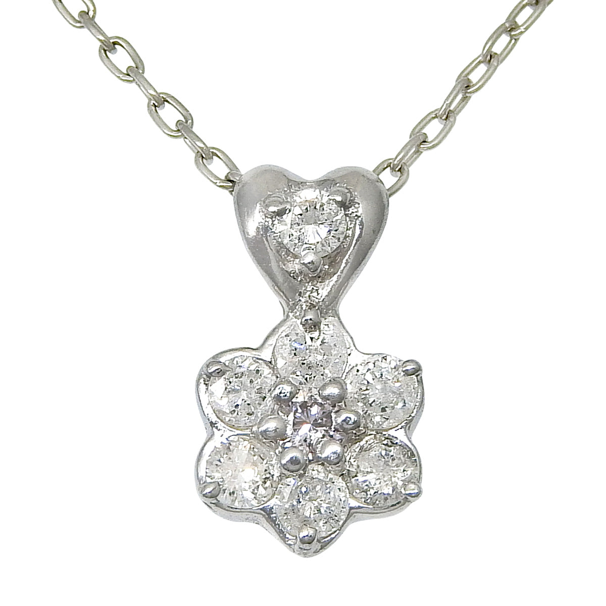 ダイヤモンド フラワーネックレス D0.3 プラチナ Pt850 2.3g