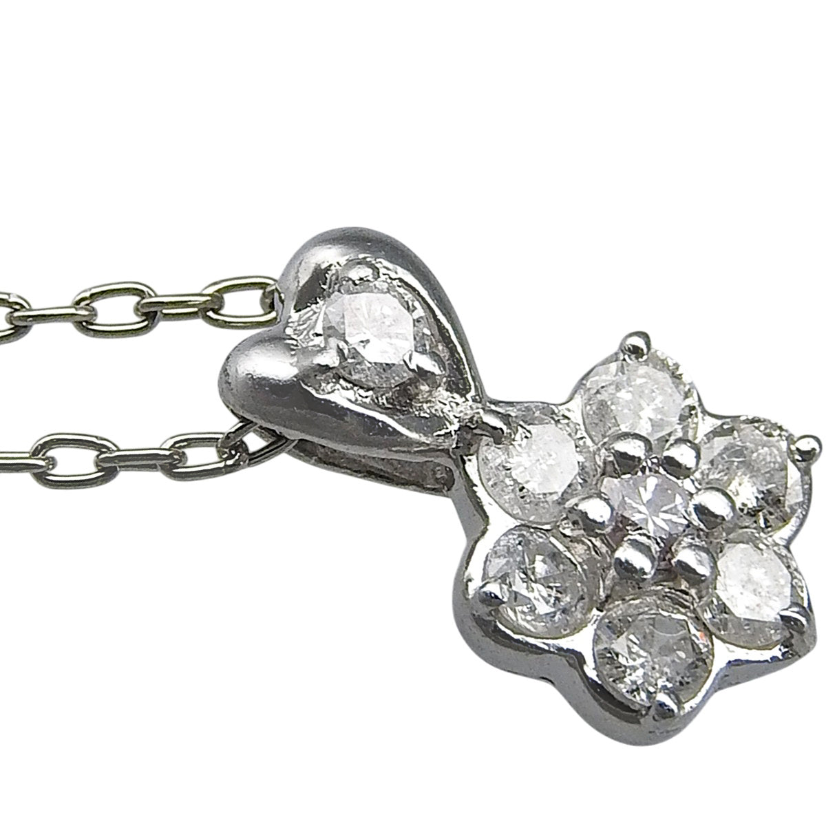 ダイヤモンド フラワーネックレス D0.3 プラチナ Pt850 2.3g