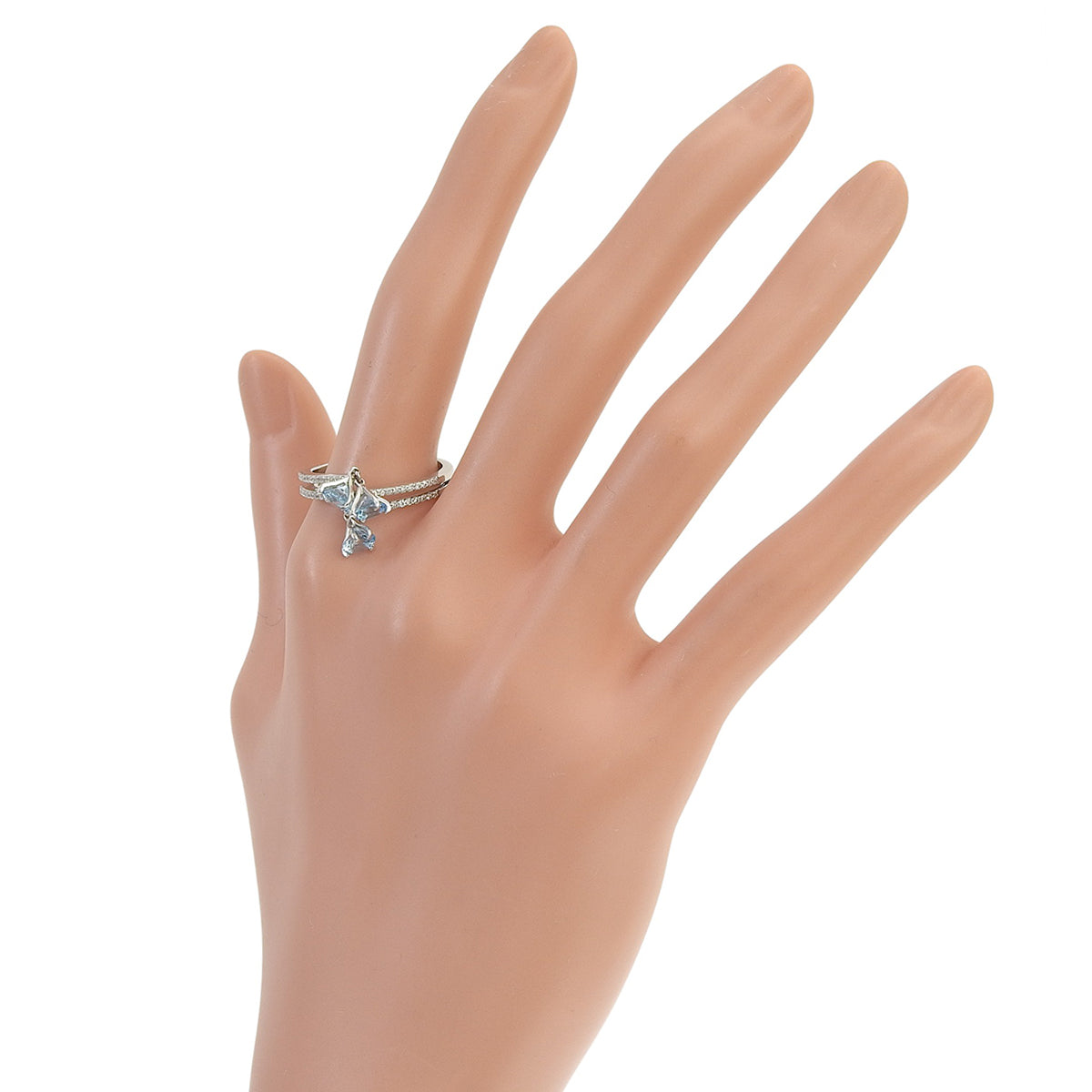 蓝托帕石钻石戒指，BT0.63/D0.20，18K白金，5.3克