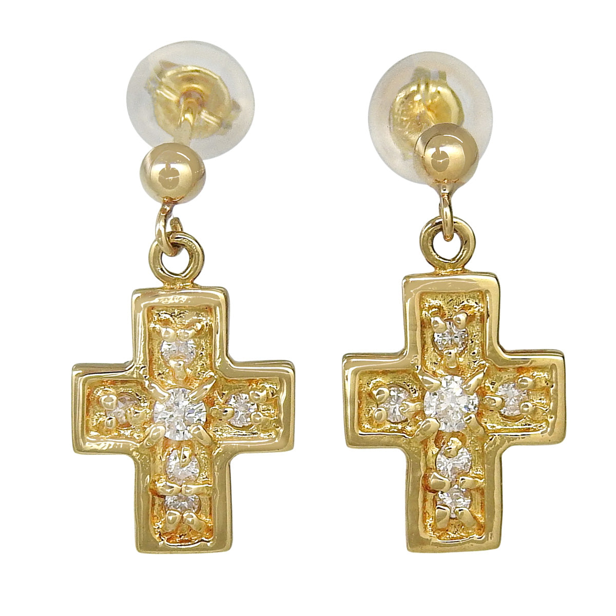 クロスダイヤモンドピアス D0.08,0.08 イエローゴールド K18YG 1.7g