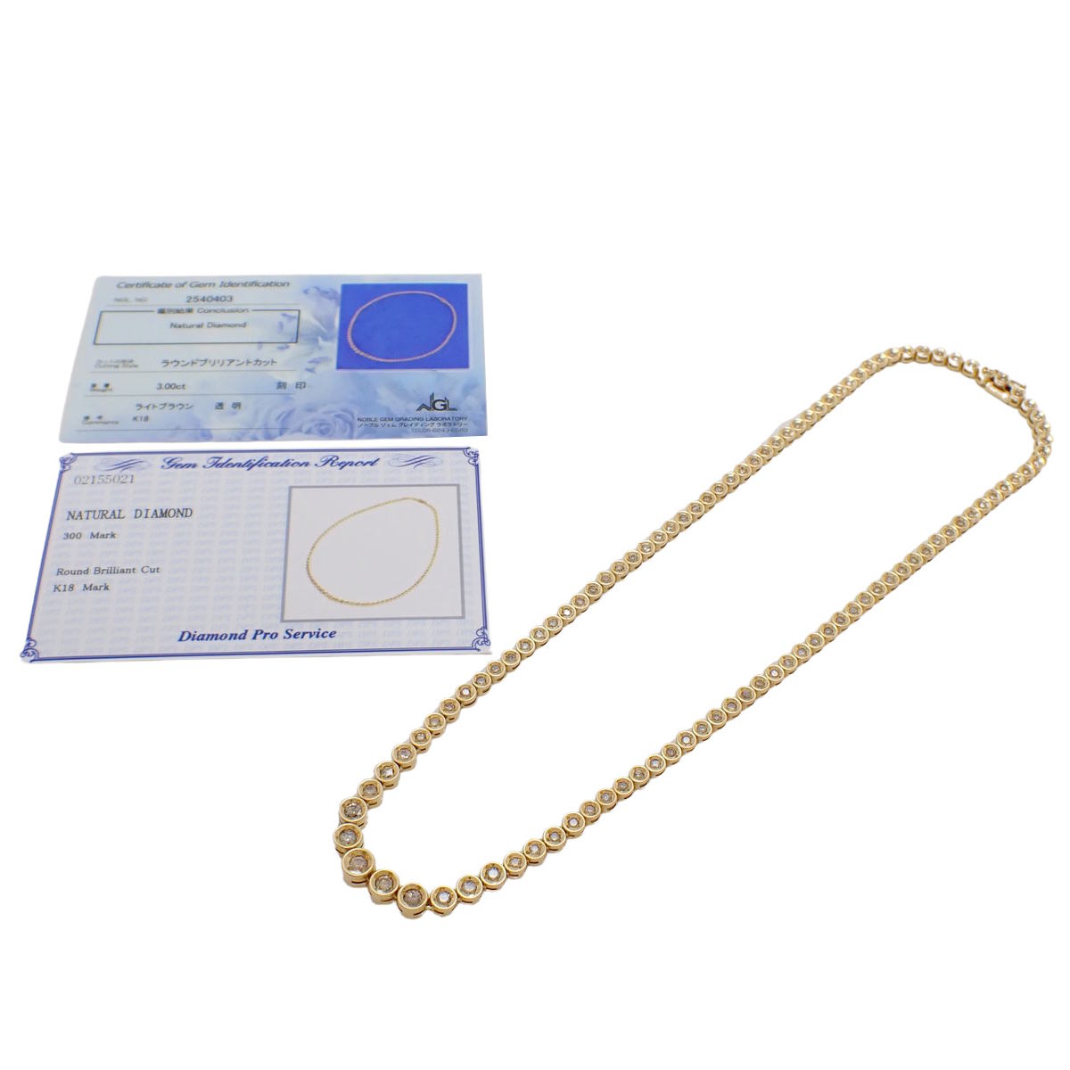 网球钻石项链 D3.00 18K黄金 22.8克