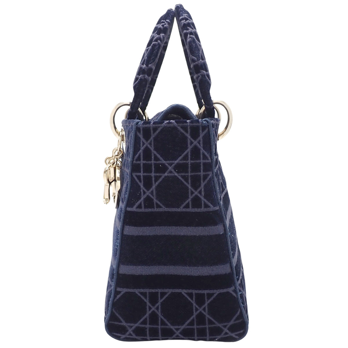 Cannage Lady Dior D-Lite Medium Velour Navy