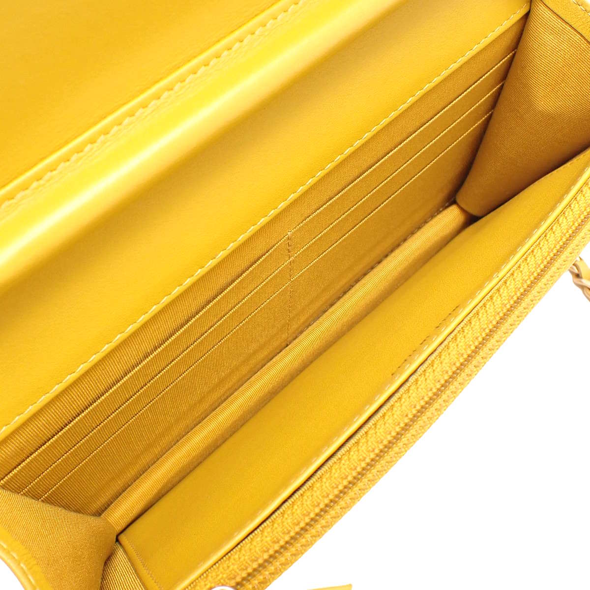 Matelasse CC Filigree Chain Wallet in Yellow Caviar Leather A84451