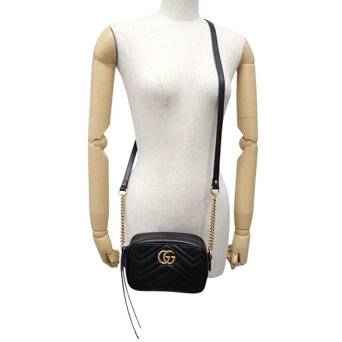 GG Marmont Mini Camera Bag, Leather, Black, 448065 DTD1T 1000