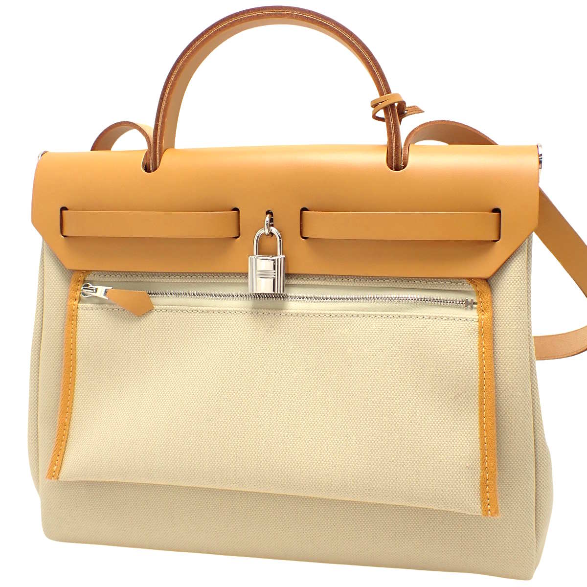 エールバッグジップPM トワルオフィシエ パラジウム金具 ブラウン ベージュ シルバー金具 B刻印