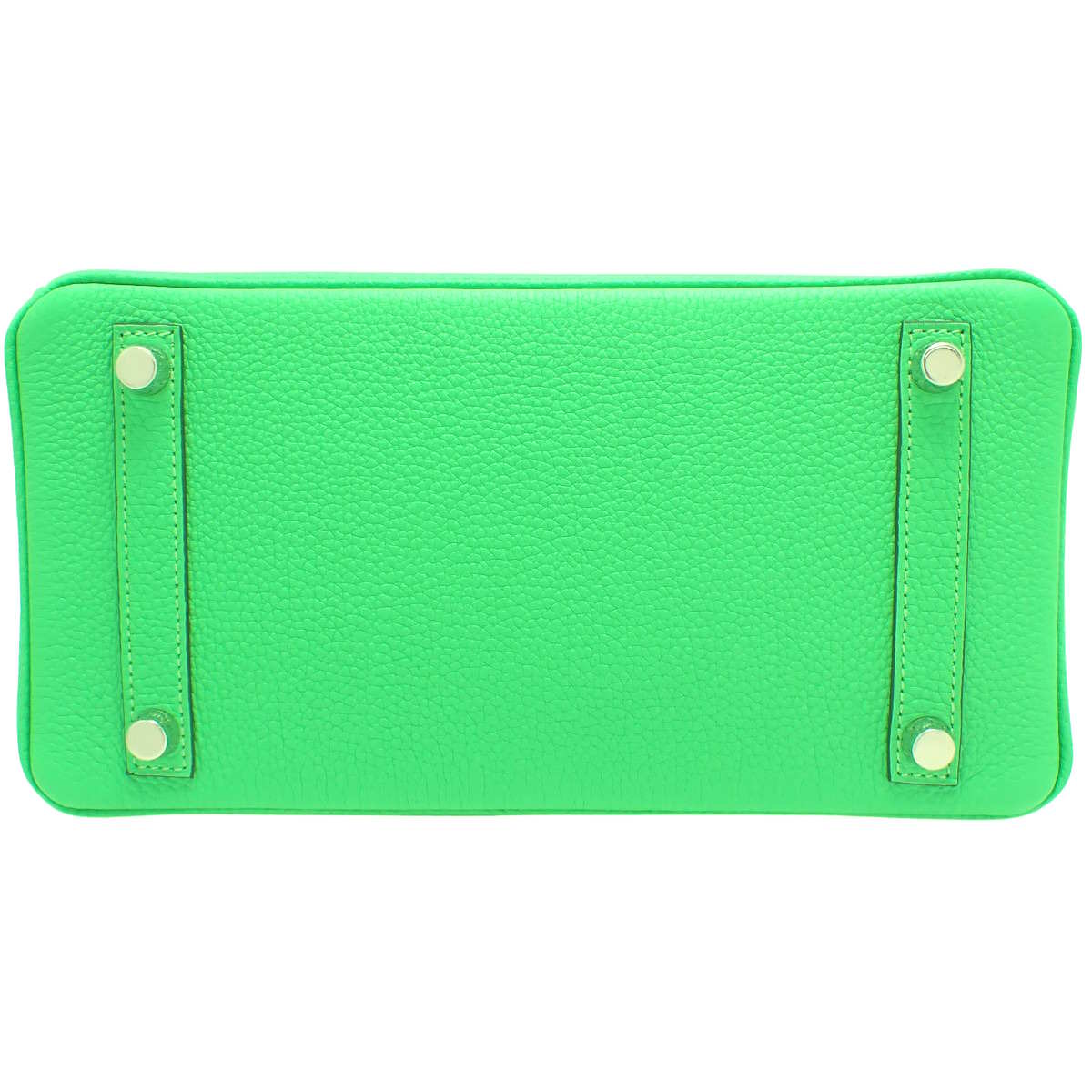 [未使用] Birkin 25 Touch Togo 哑光鳄鱼皮包，钯金配件，Vert Comic B 印章