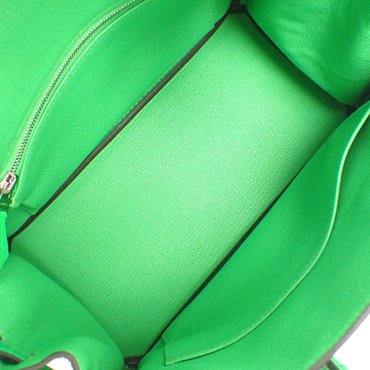 [未使用] Birkin 25 Touch Togo 哑光鳄鱼皮包，钯金配件，Vert Comic B 印章