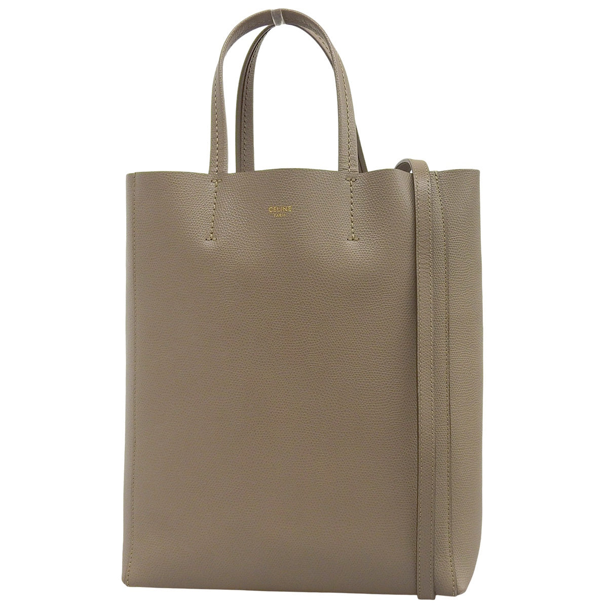 Vertical Cabas Small Leather Greige 189813