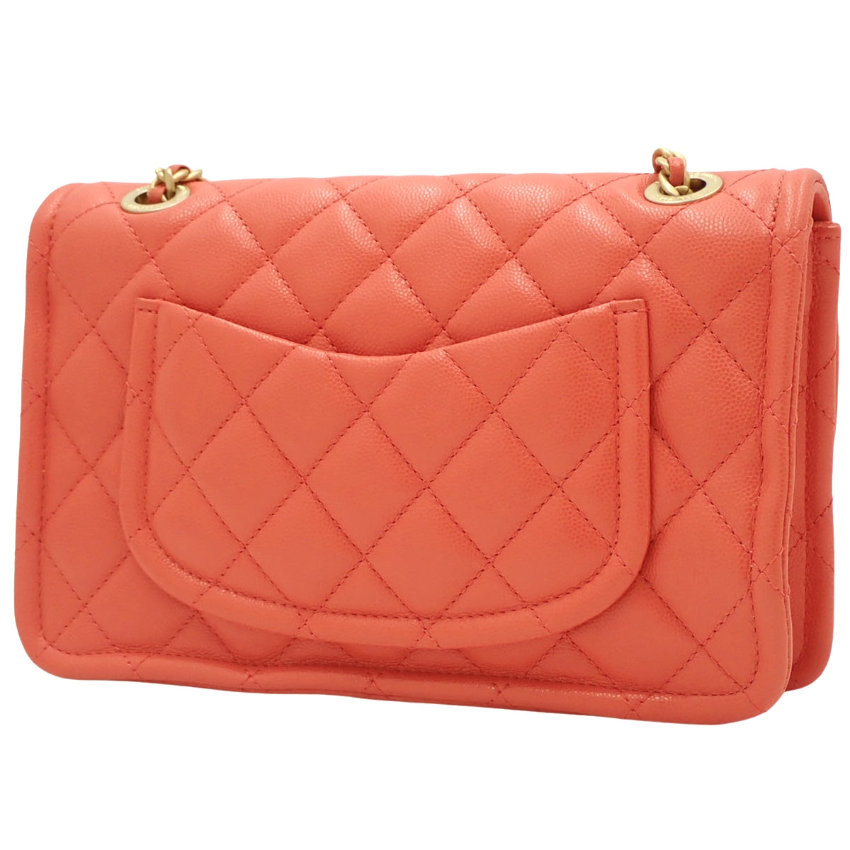 マトラッセ ココマーク チェーンショルダーバッグ キャビアスキン コーラルピンク