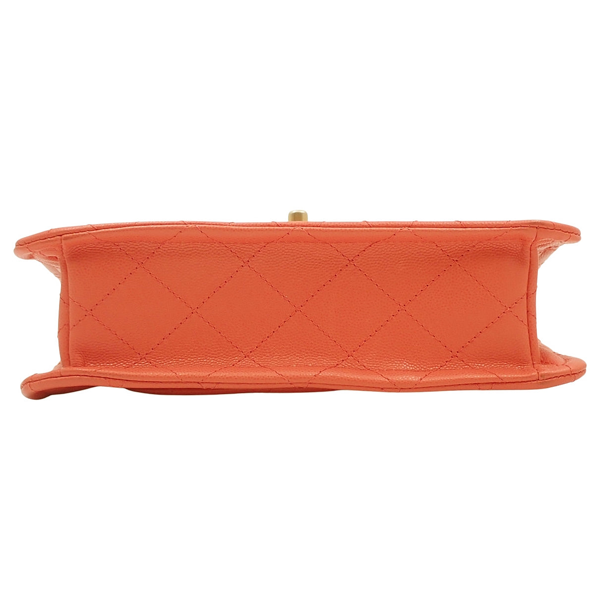 Matelasse Coco Mark Chain Shoulder Bag in Caviar Skin, Coral Pink