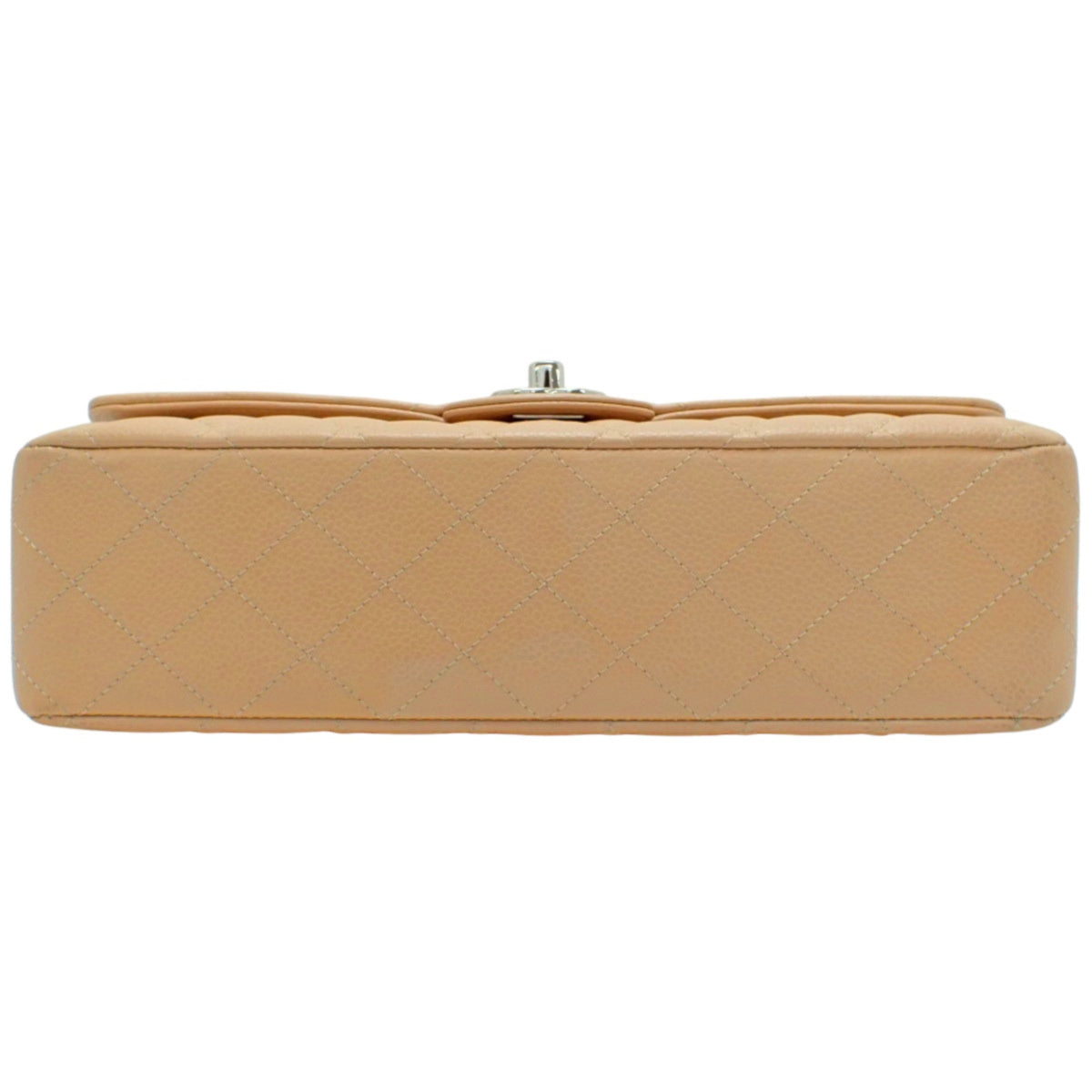 Matelasse Coco Mark Double Flap 25 Chain Shoulder Bag in Beige Caviar Skin