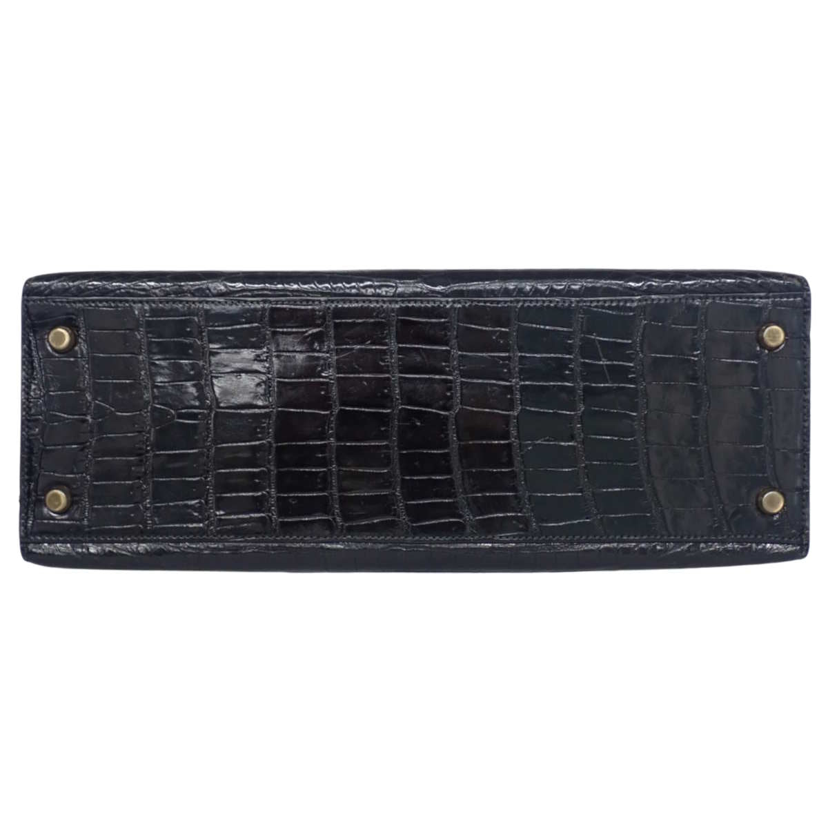 Kelly 32 (External Stitching) Crocodile Black with Gold Hardware and 〇I Stamp