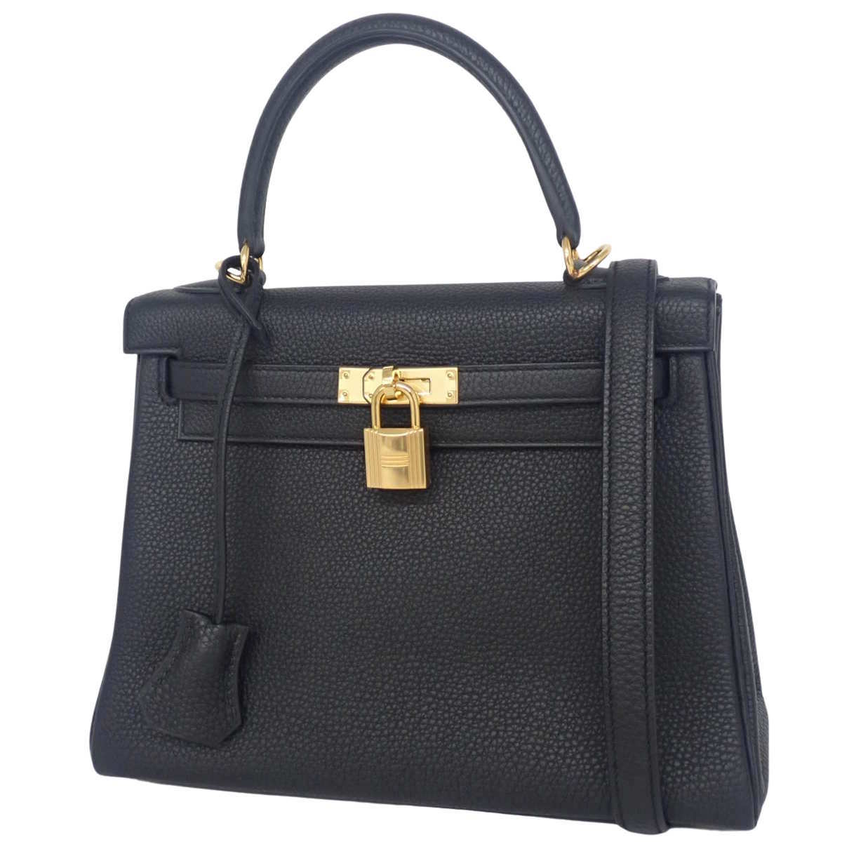 Kelly 25 (inside stitching) Togo black with gold hardware and D stamp