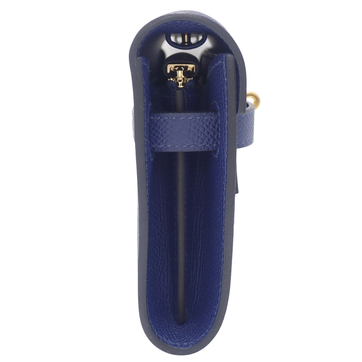 Kelly To-Go Wallet in Epson Blue Sapphire with Gold Hardware and K Stamp