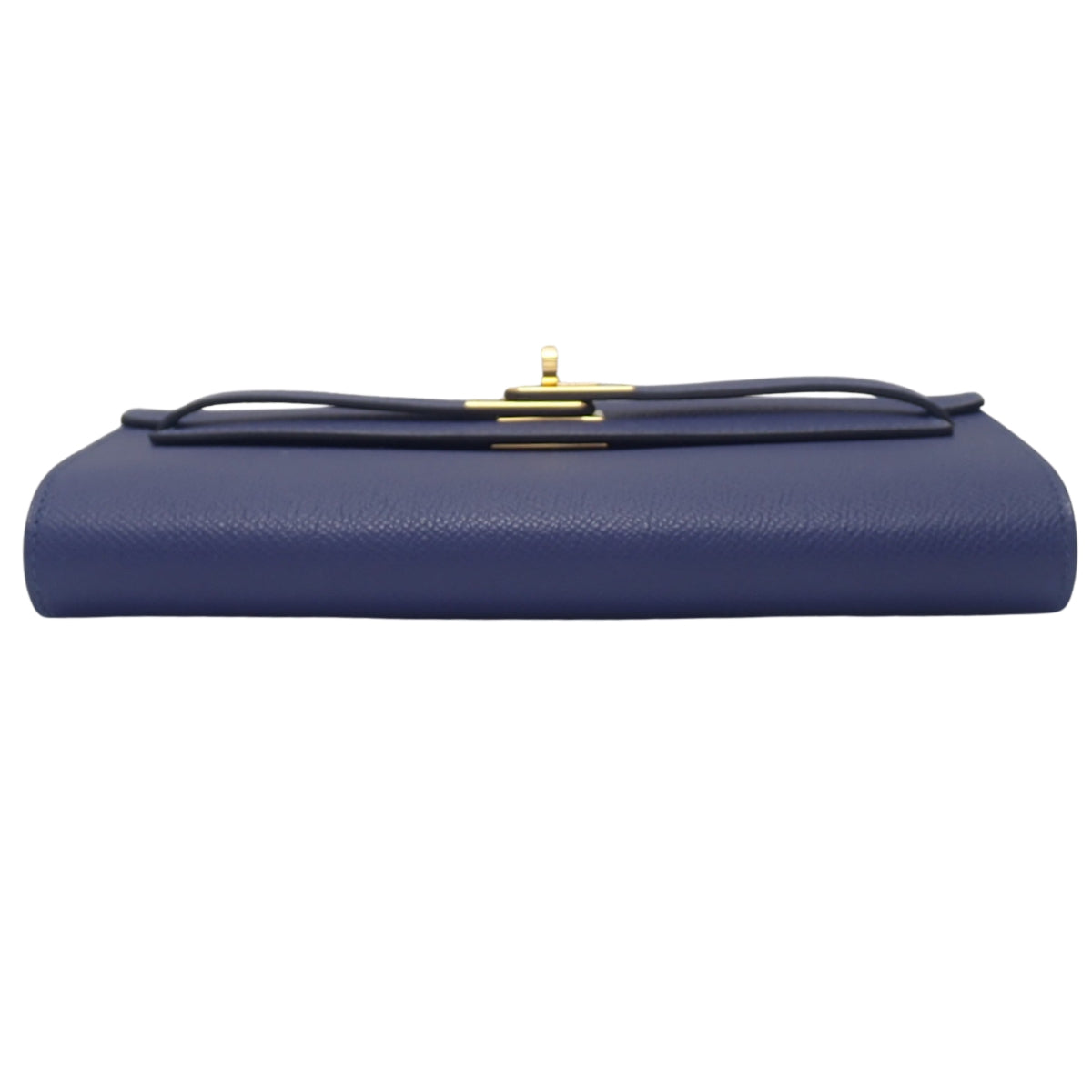 Kelly To-Go Wallet in Epson Blue Sapphire with Gold Hardware and K Stamp