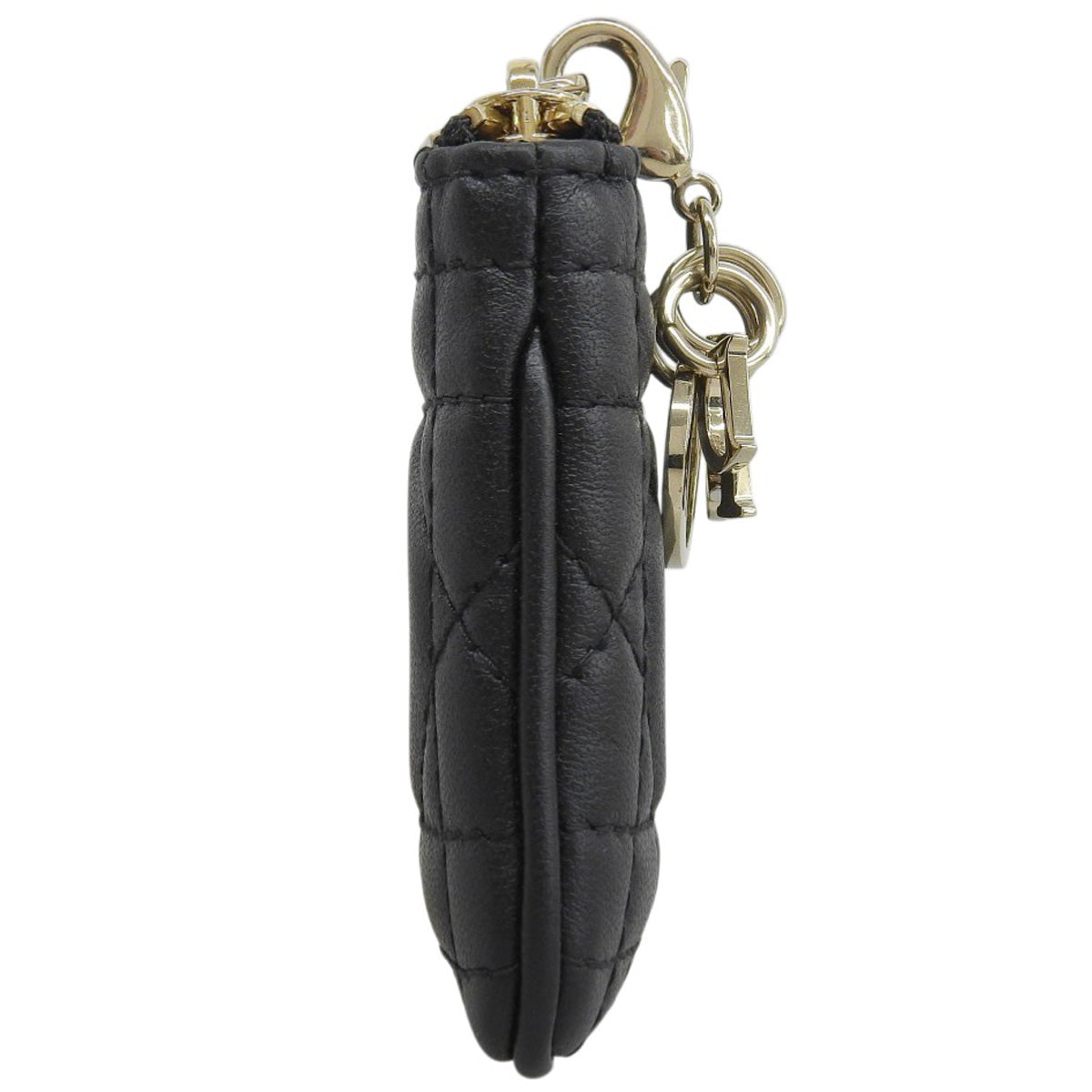 Cannage Lady Dior Zip Coin Purse Lambskin Black