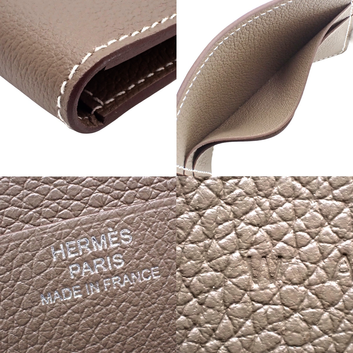 H Serie Card Case Evercolor Etoupe/Etoupe Double Engraving