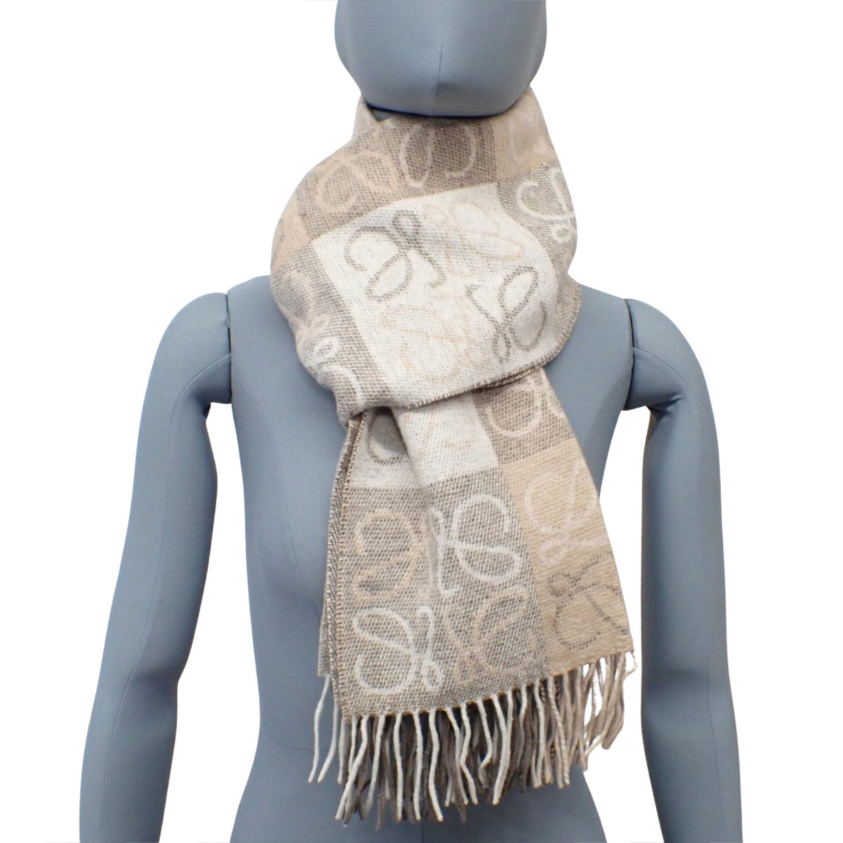 チェッカーボード スカーフ ウール カシミヤ F810487X17