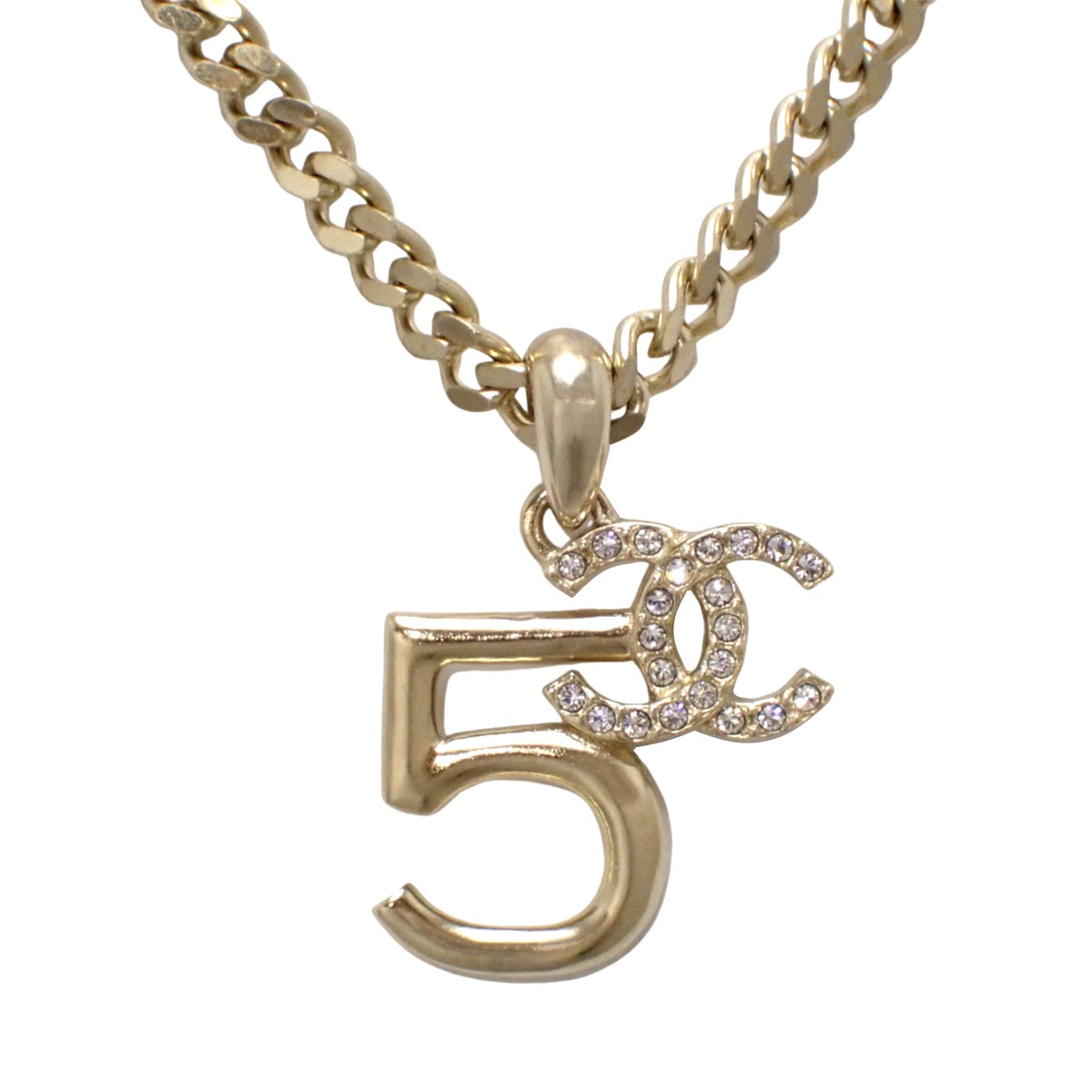 NO.5 ココマーク ラインストーン ネックレス メタル(GP)