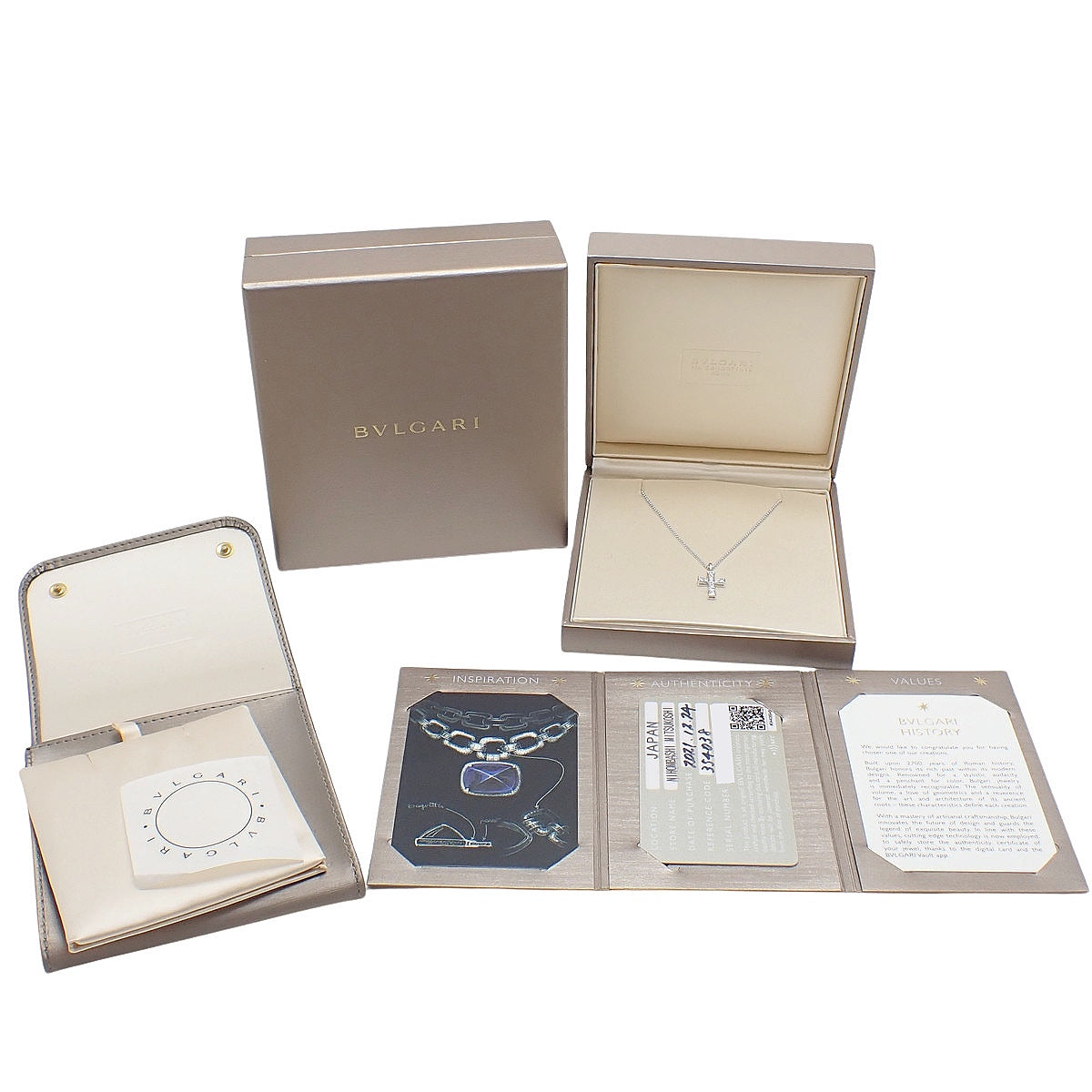 Serpenti Cross Necklace Diamond White Gold K18WG 6.7g